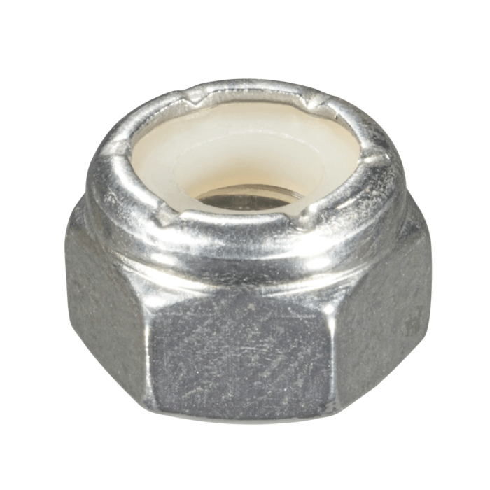 1/4"-20 Nylon Lock Nut, Coarse Thread, Stainless Steel (Bulk Box 3 pk)