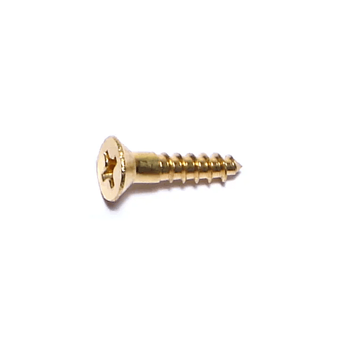 #6 x 5/8" Phillips Flat Head, Wood Screw, Brass (Bulk Box 8 pk)