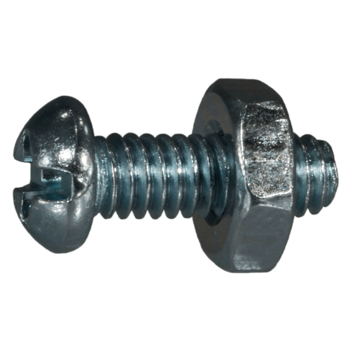 8-32 x 1/2" Combo Round Head, Machine Screw, Zinc (Bulk Box 10 pc)
