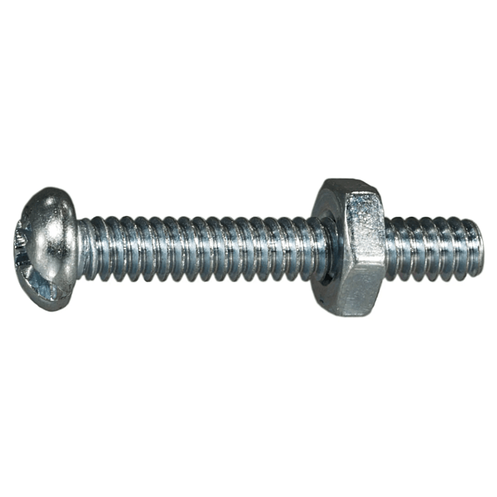 10-24 x 1-1/4" Combo Round Head, Machine Screw, Zinc (Bulk Box 8 pc)