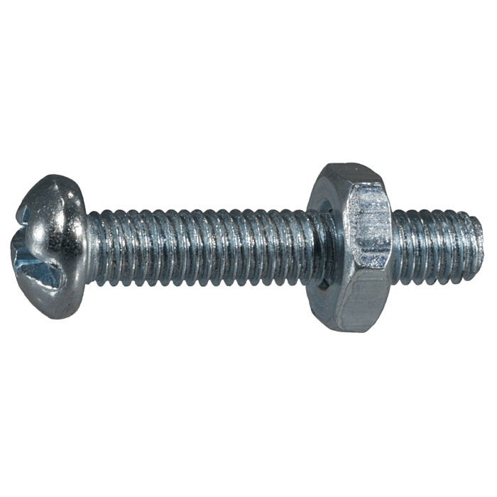 10-32 x 1" Combo Round Head, Machine Screw, Zinc (Bulk Box 8 pc)