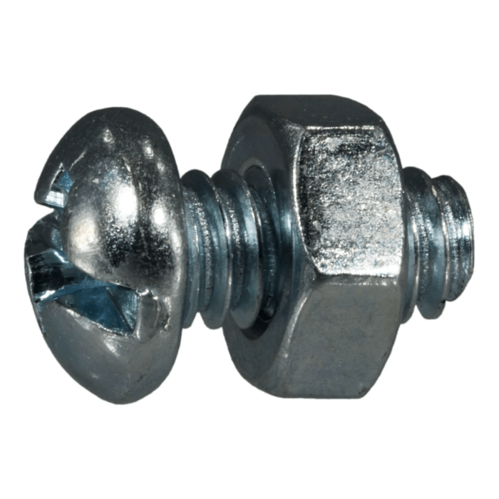 1/4"-20 x 1/2" Combo Round Head, Machine Screw, Zinc (Bulk Box 6 pc)
