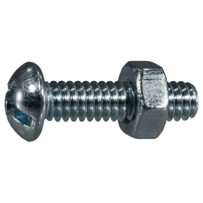 1/4"-20 x 1" Combo Round Head, Machine Screw, Zinc (Bulk Box 5 pc)