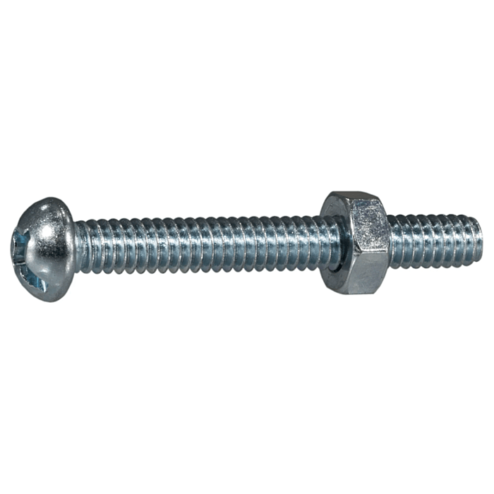 1/4"-20 x 2" Combo Round Head, Machine Screw, Zinc (Bulk Box 4 pc)