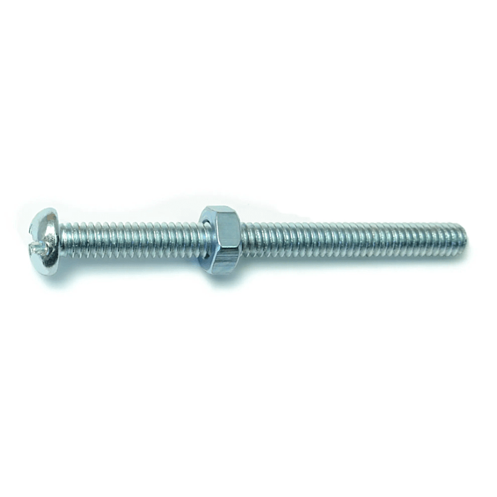 1/4"-20 x 3" Combo Round Head, Machine Screw, Zinc (Bulk Box 3 pc)