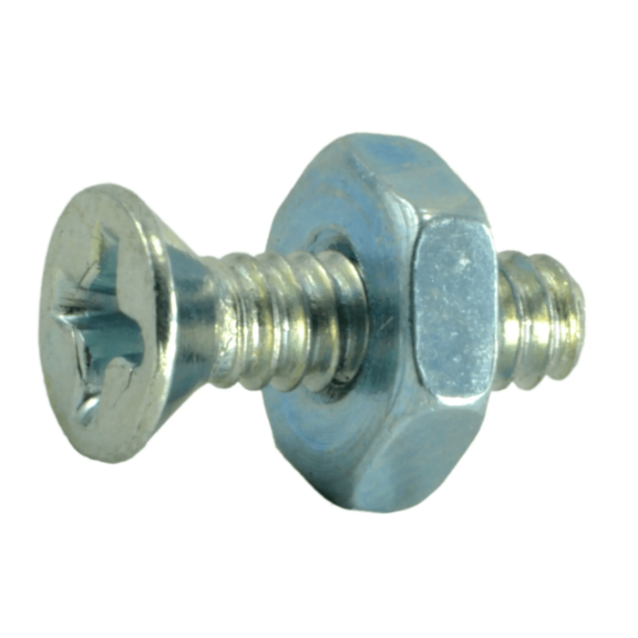 6-32 x 1/2" Phillips Flat Head, Machine Screw, Zinc (Bulk Box 10 pc)
