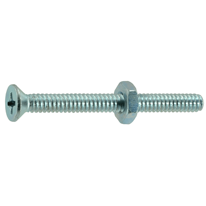 10-24 x 2" Phillips Flat Head, Machine Screw, Zinc (Bulk Box 4 pc)