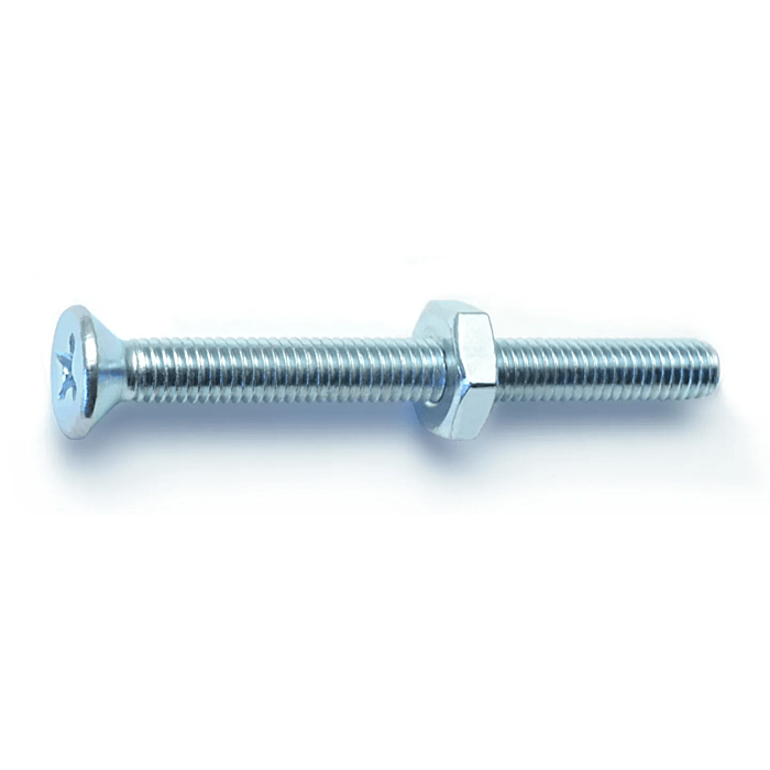 10-32 x 2" Phillips Flat Head, Machine Screw, Zinc (Bulk Box 4 pc)