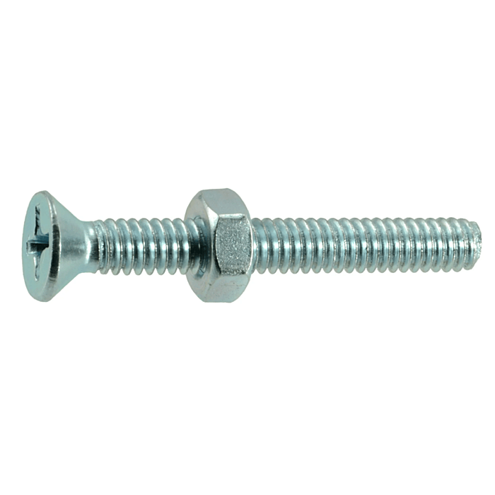 1/4"-20 x 2" Phillips Flat Head, Machine Screw, Zinc (Bulk Box 4 pc)