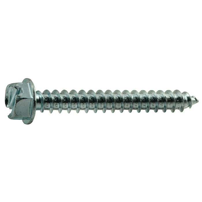 #14 x 2" Slotted Hex Washer Head, Sheet Metal Screw, Zinc (Bulk Box 3 pk)