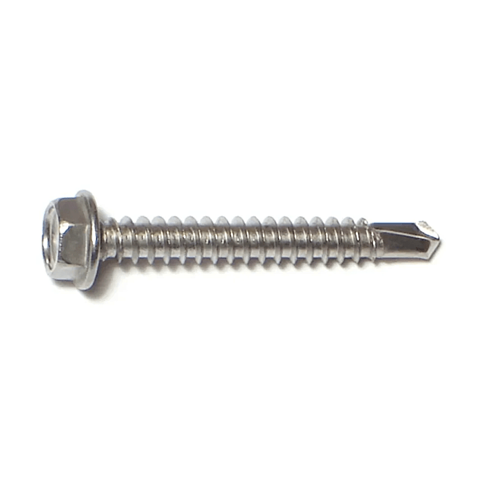 #8 x 1-1/4" Hex Washer Head, Self-Drilling Screw, Stainless Steel (Bulk Box 9 pc)