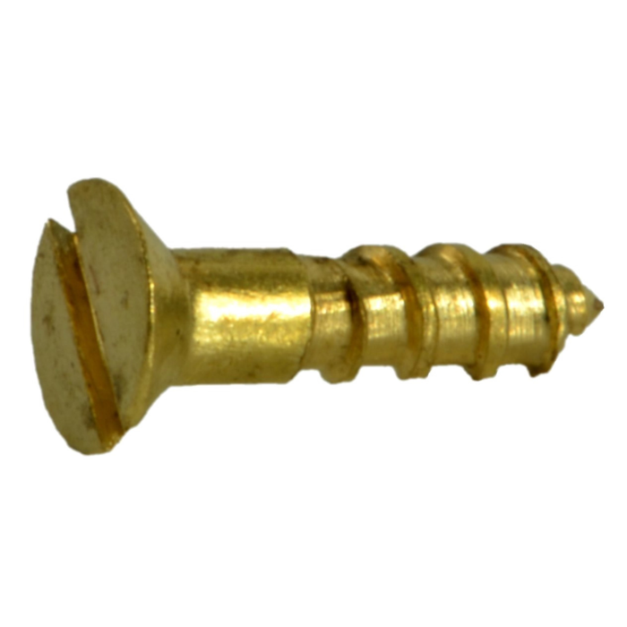 #0 x 1/4" Slotted Flat Head, Wood Screw, Brass 