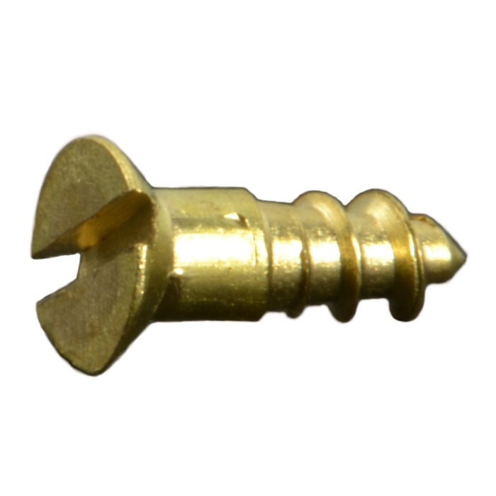 #1 x 1/4" Slotted Flat Head, Wood Screw, Brass 