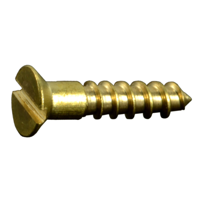 #1 x 3/8" Slotted Flat Head, Wood Screw, Brass 