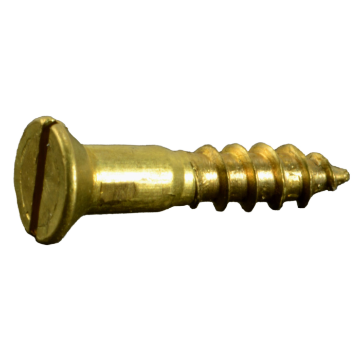 #3 x 1/2" Slotted Flat Head, Wood Screw, Brass 