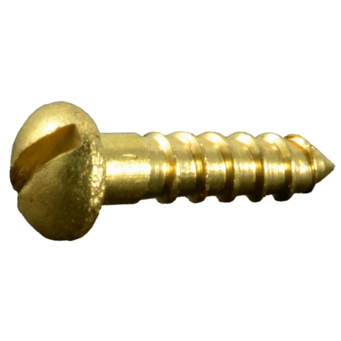 #2 x 3/8" Slotted Round Head, Wood Screw, Brass 