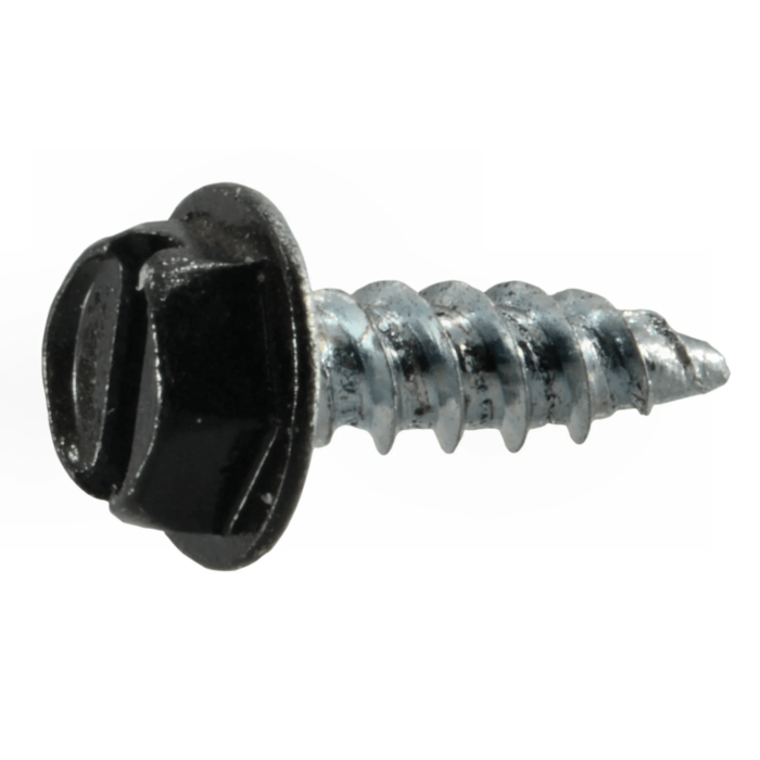 #7 x 1/2" Slotted Hex Washer Head, Gutter Screw, Zinc, Black (Bulk Box 1 lb)