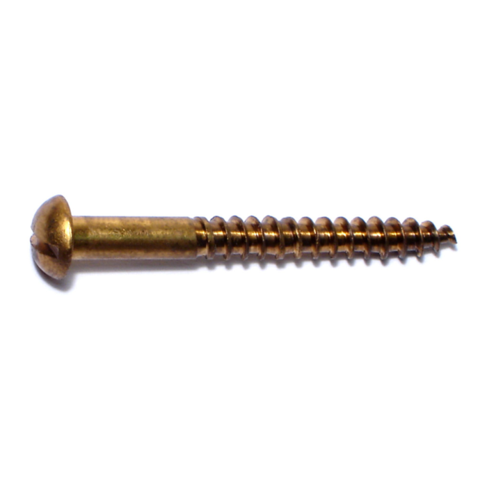 #12 x 2" Slotted Round Head, Wood Screw, Brass 