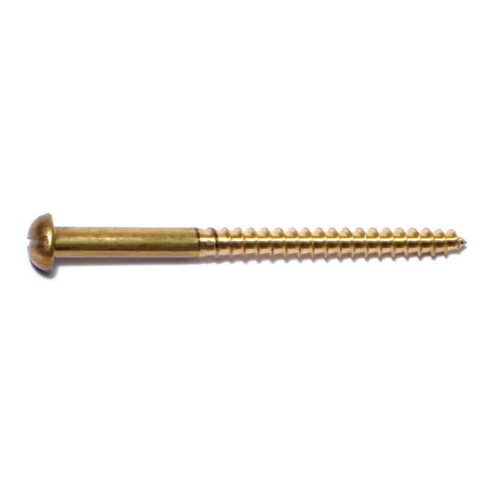 #12 x 3" Slotted Round Head, Wood Screw, Brass 