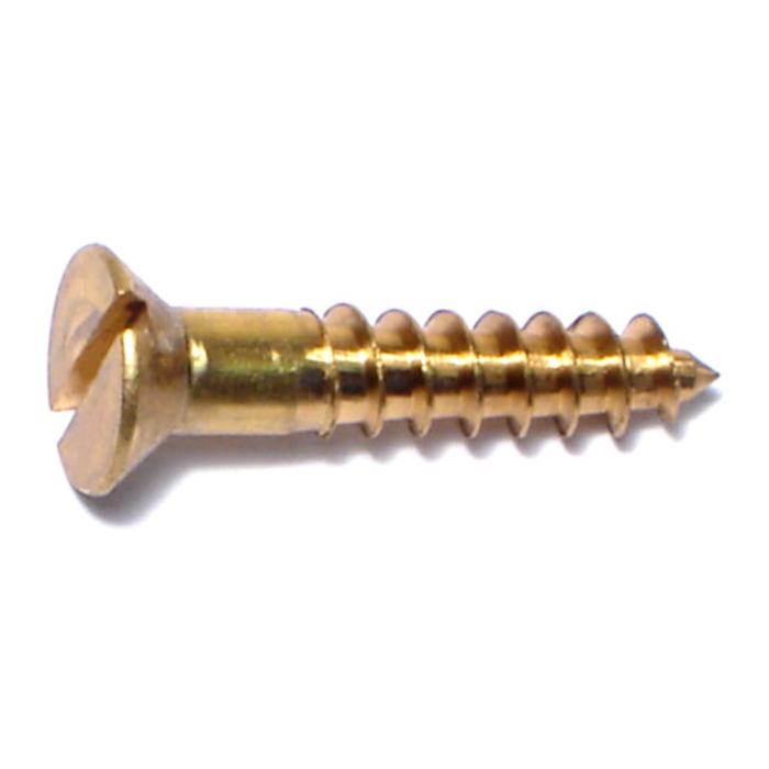 #10 x 1" Slotted Flat Head, Wood Screw, Brass 