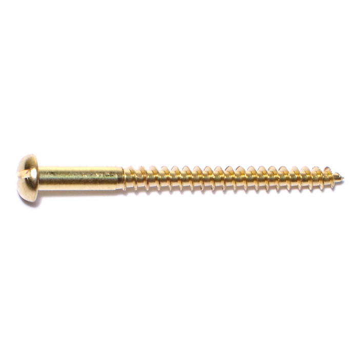 #10 x 2-1/2" Slotted Round Head, Wood Screw, Brass 