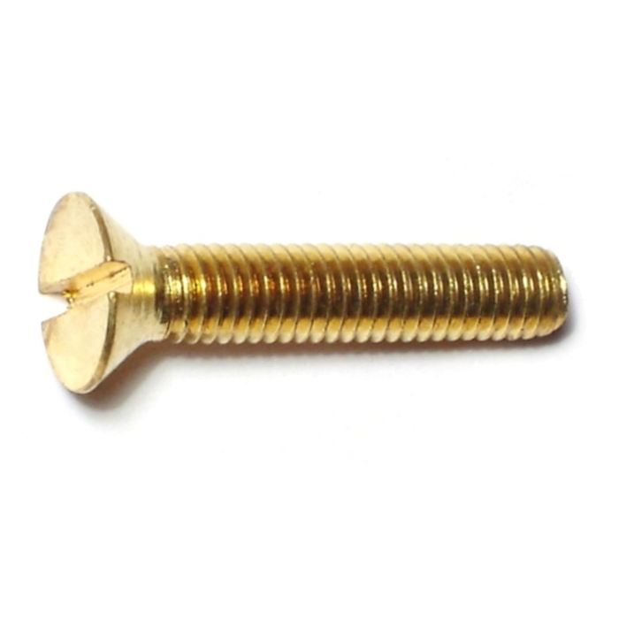 10-32 x 1" Slotted Flat Head, Machine Screw, Brass 