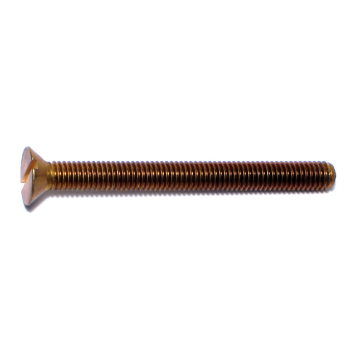 10-32 x 2" Slotted Flat Head, Machine Screw, Brass 