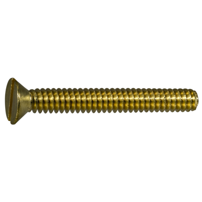10-24 x 1-1/2" Slotted Flat Head, Machine Screw, Brass 