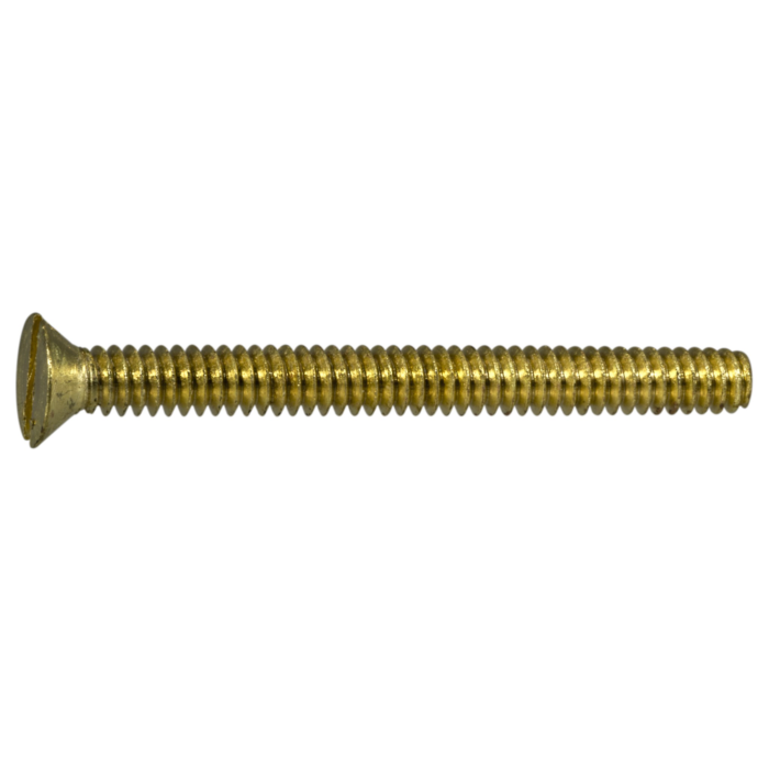 10-24 x 2" Slotted Flat Head, Machine Screw, Brass 