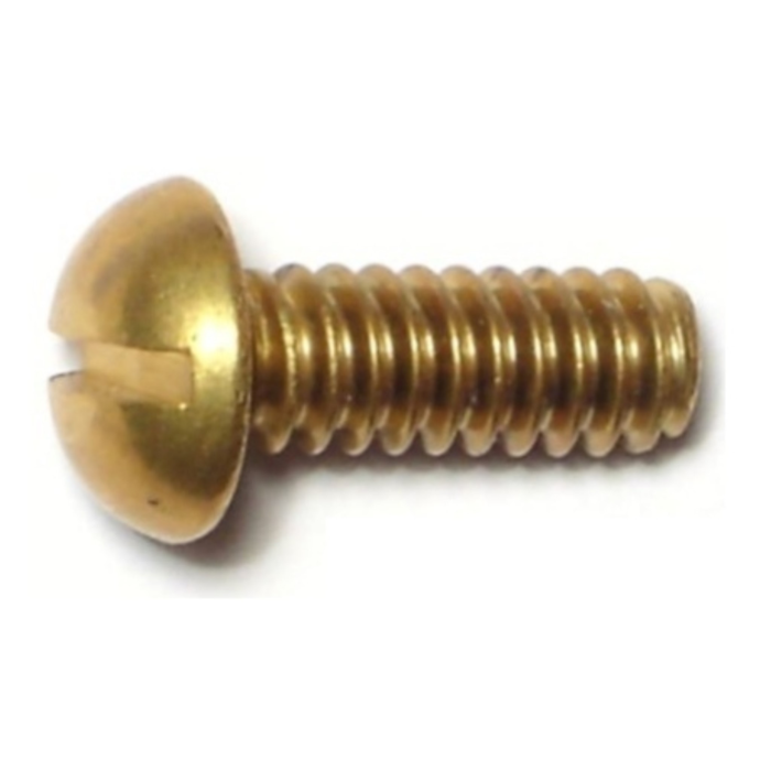 10-24 x 1/2" Slotted Round Head, Machine Screw, Brass 