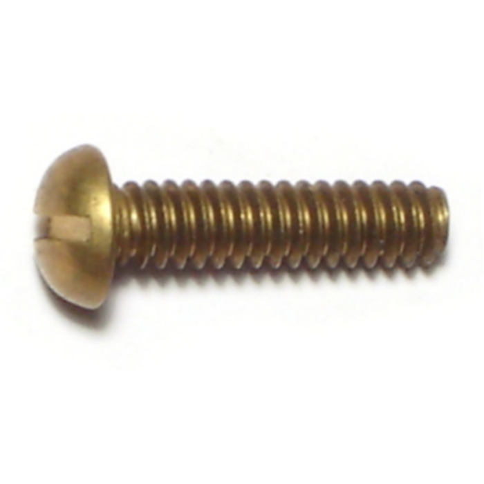 10-24 x 3/4" Slotted Round Head, Machine Screw, Brass 