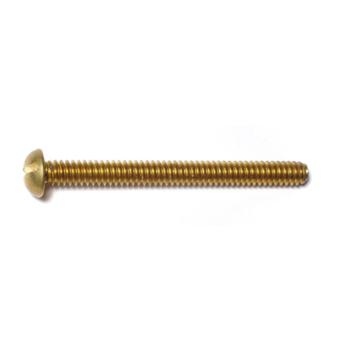 10-24 x 2" Slotted Round Head, Machine Screw, Brass 