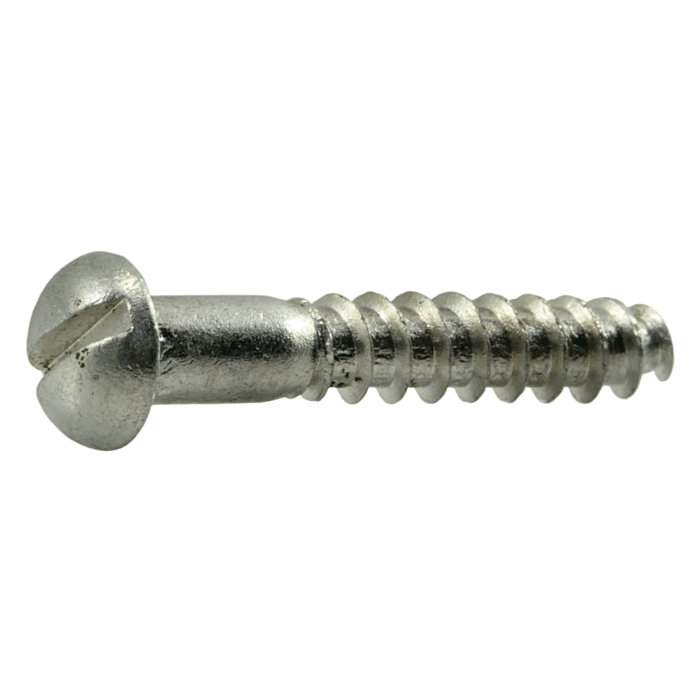 #8 x 1" Slotted Round Head, Wood Screw, Aluminum