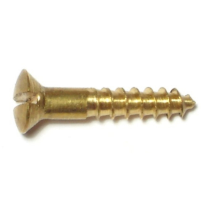 #6 x 3/4" Slotted Oval Head, Wood Screw, Brass 