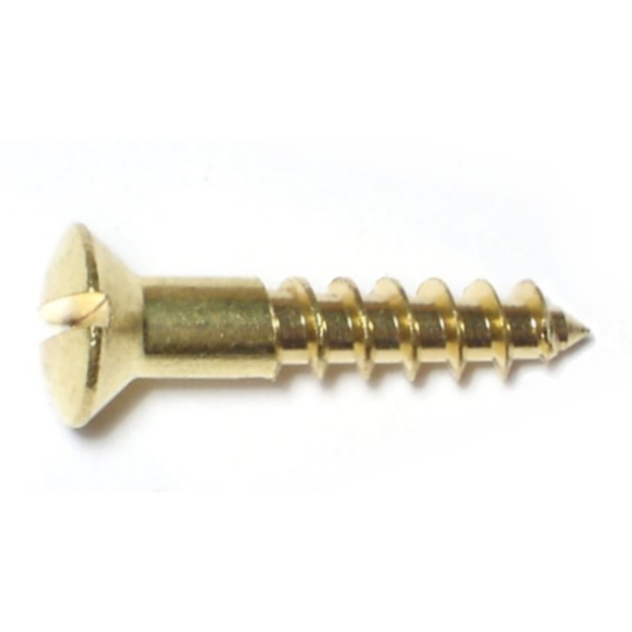 #8 x 7/8" Slotted Oval Head, Wood Screw, Brass 