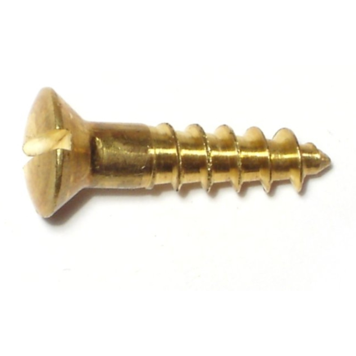 #10 x 7/8" Slotted Oval Head, Wood Screw, Brass 