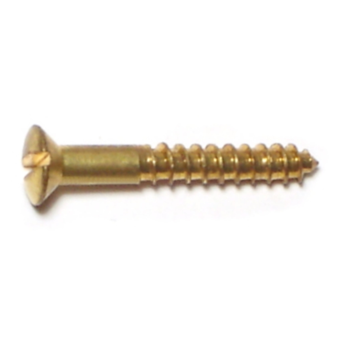#6 x 1" Slotted Oval Head, Wood Screw, Brass 