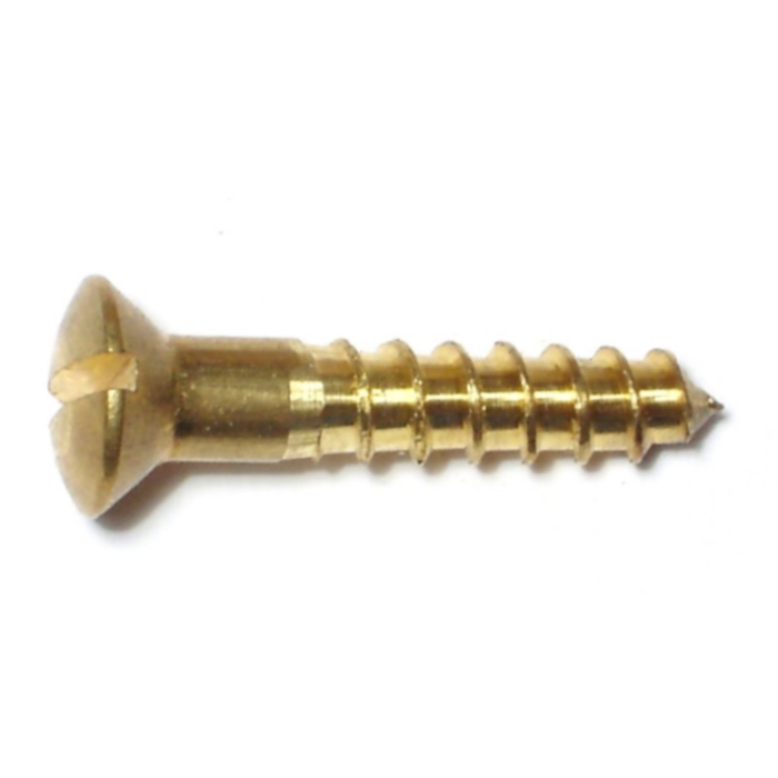 #10 x 1" Slotted Oval Head, Wood Screw, Brass 