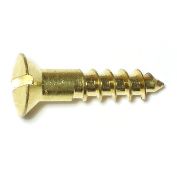 #12 x 1" Slotted Oval Head, Wood Screw, Brass 
