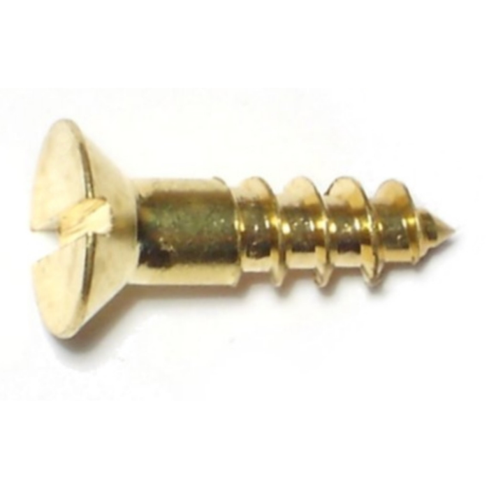 #8 x 5/8" Slotted Flat Head, Wood Screw, Brass 