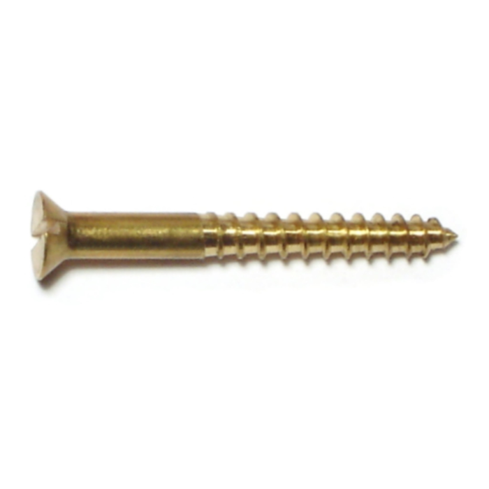 #8 x 1-1/2" Slotted Flat Head, Wood Screw, Brass 