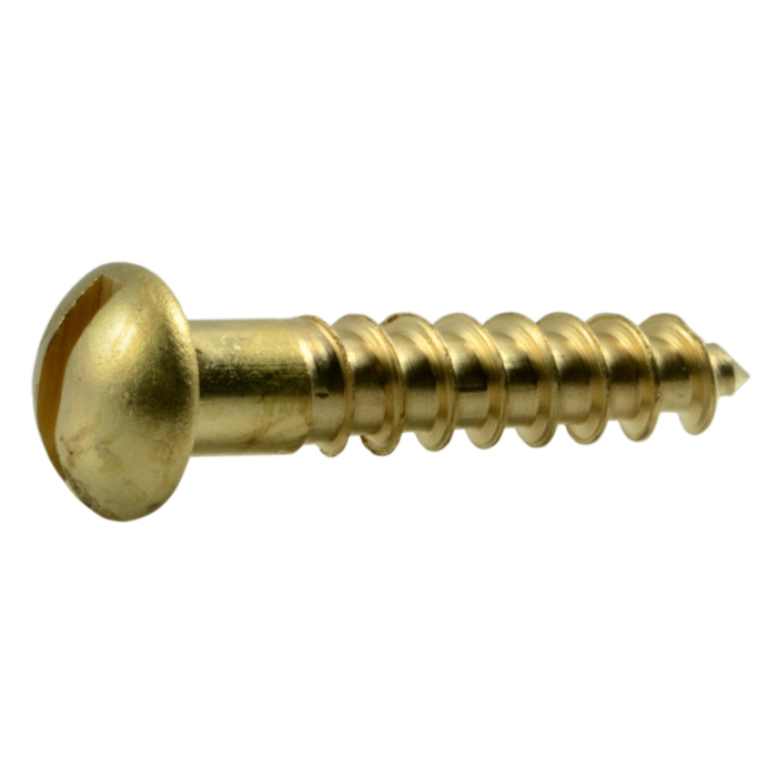 #8 x 7/8" Slotted Round Head, Wood Screw, Brass 