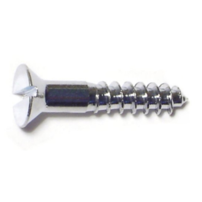 #6 x 3/4" Slotted Flat Head, Wood Screw, Chrome 