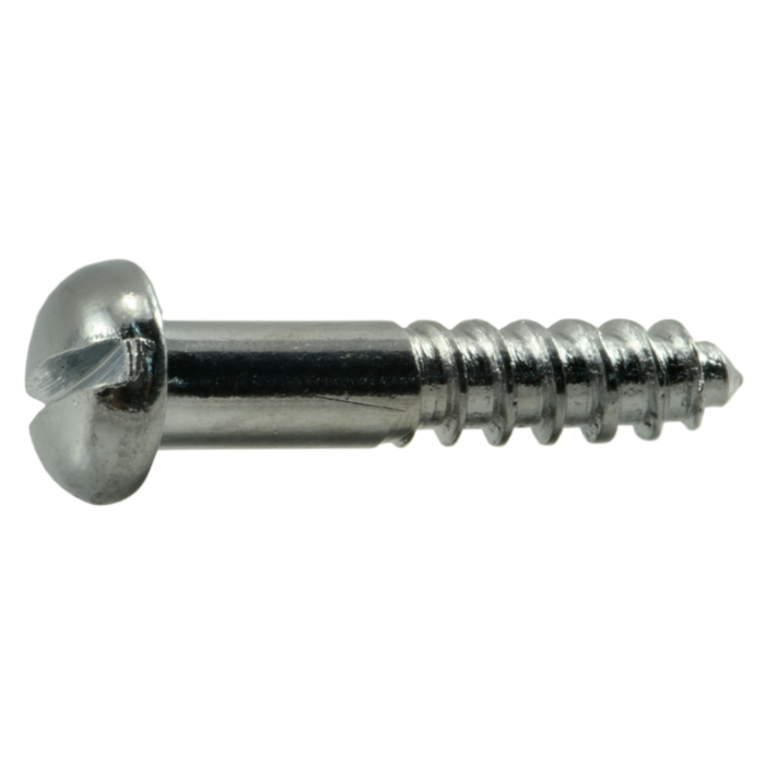 #6 x 3/4" Slotted Round Head, Wood Screw, Chrome 