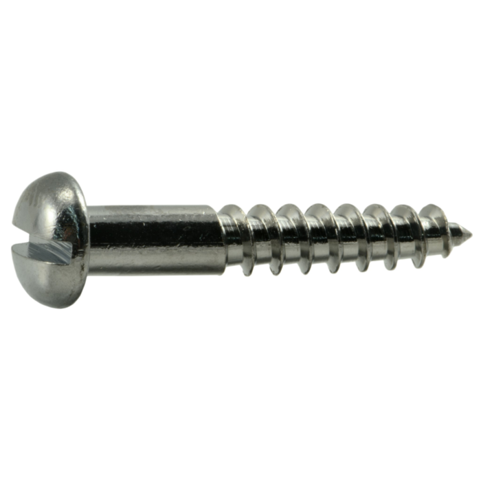 #8 x 1" Slotted Round Head, Wood Screw, Chrome 
