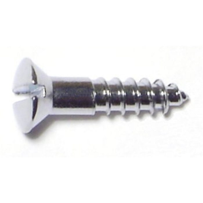#4 x 1/2" Slotted Oval Head, Wood Screw, Chrome 