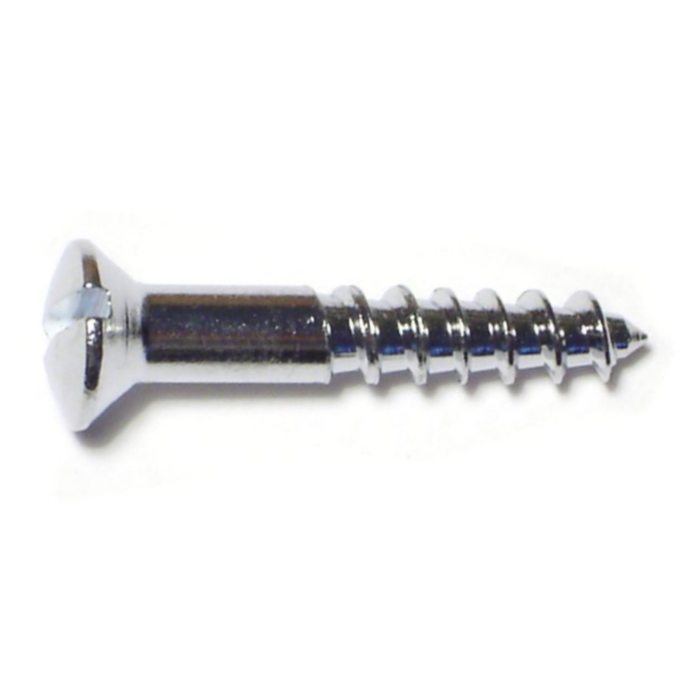 #8 x 3/4" Slotted Oval Head, Wood Screw, Chrome 