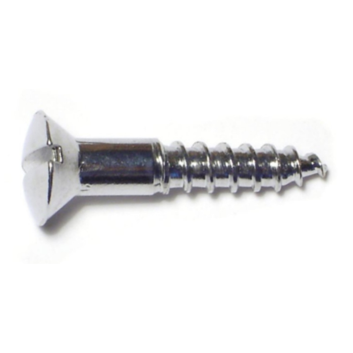 #8 x 1" Slotted Oval Head, Wood Screw, Chrome 