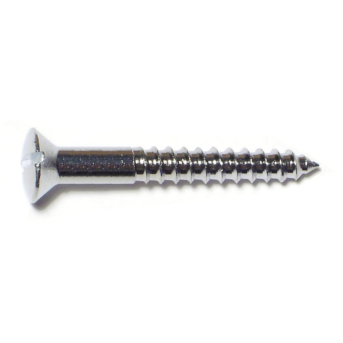#8 x 1-1/4" Slotted Oval Head, Wood Screw, Chrome 