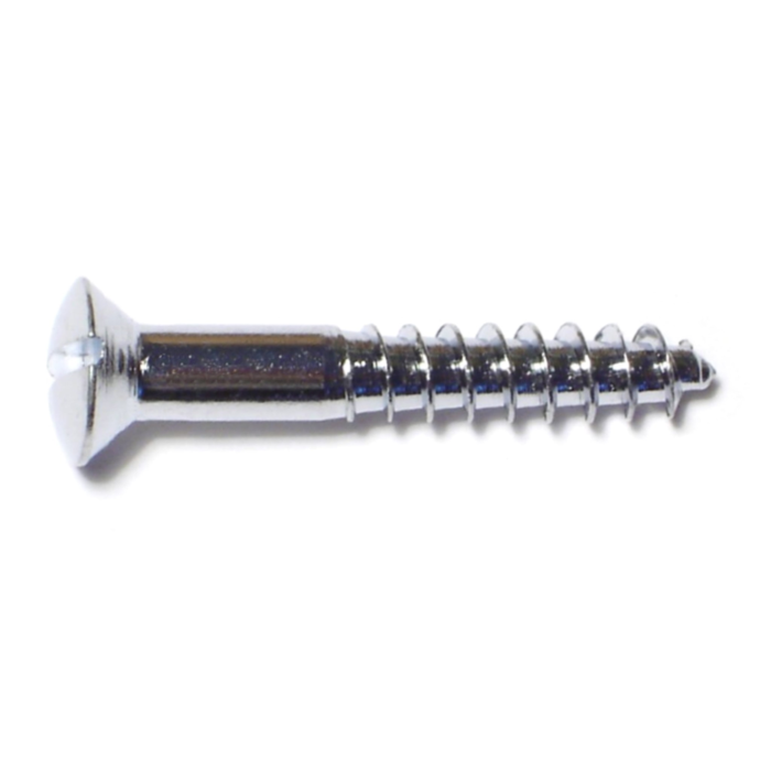 #10 x 1-1/4" Slotted Oval Head, Wood Screw, Chrome 